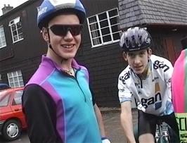 Nick and Matthew outside Glen Nevis youth hostel